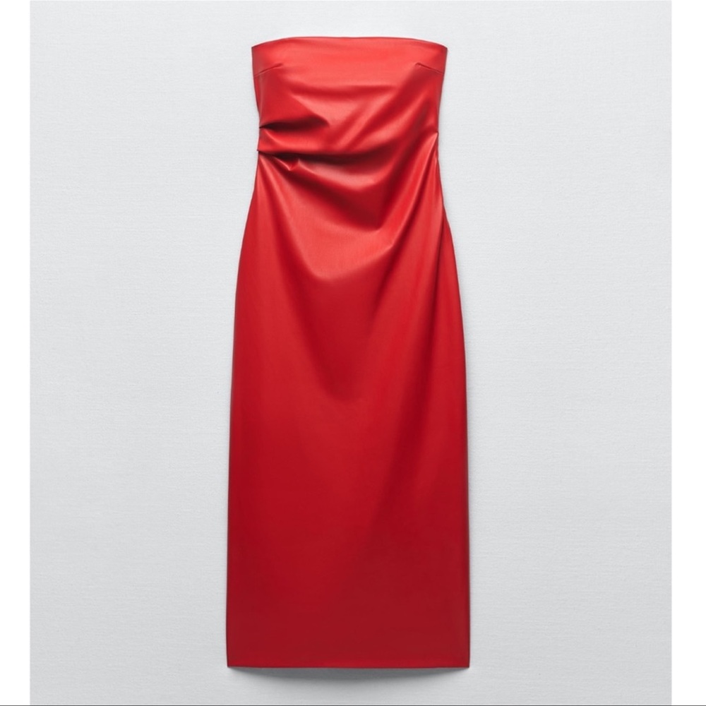 Zara NWT FAUX LEATHER DRESS Lg Bloggers fav